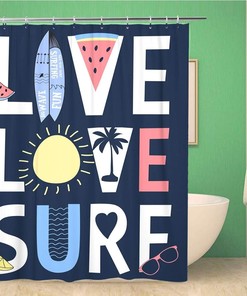 Live Love Surf Slogan Cool California Summer Hawaii Tropical Shower Curtain
