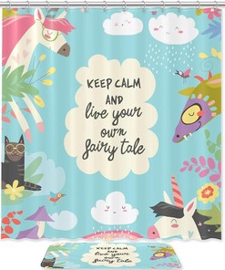 Lively Rainbow and Unicorn Shower Curtain to Brighten Up Your Bathroom with Color