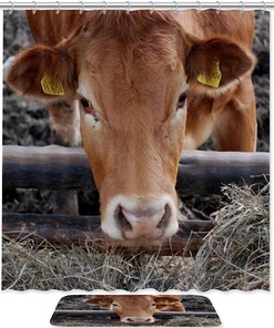 Livestock Cow Ranch Animal Waterproof Bathroom Curtain