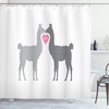 Llama Love Story Shower Curtain - Funny Animal Bathroom Curtain with Unique Print