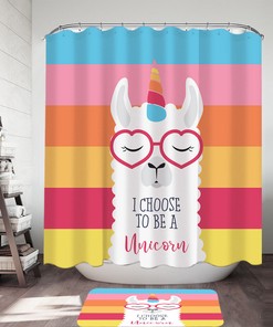 Llama-Unicorn Decorative Shower Curtain Funny And Stylish Bathroom