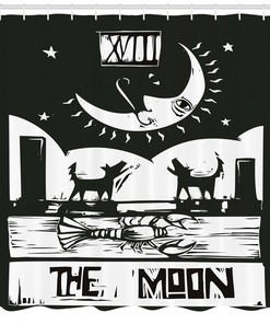Lobster Wolves Tarot Moon Shower Curtain for Eccentric Bathroom Decor