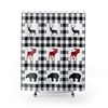 Lodge Style Shower Curtain With Deer, Moose And Bear Print