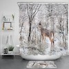 Lodge Toile Winter Landscape Forest Shower Curtain 