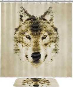 Lone Wolf Shower Curtain with Animal Print for Bathroom Decor 