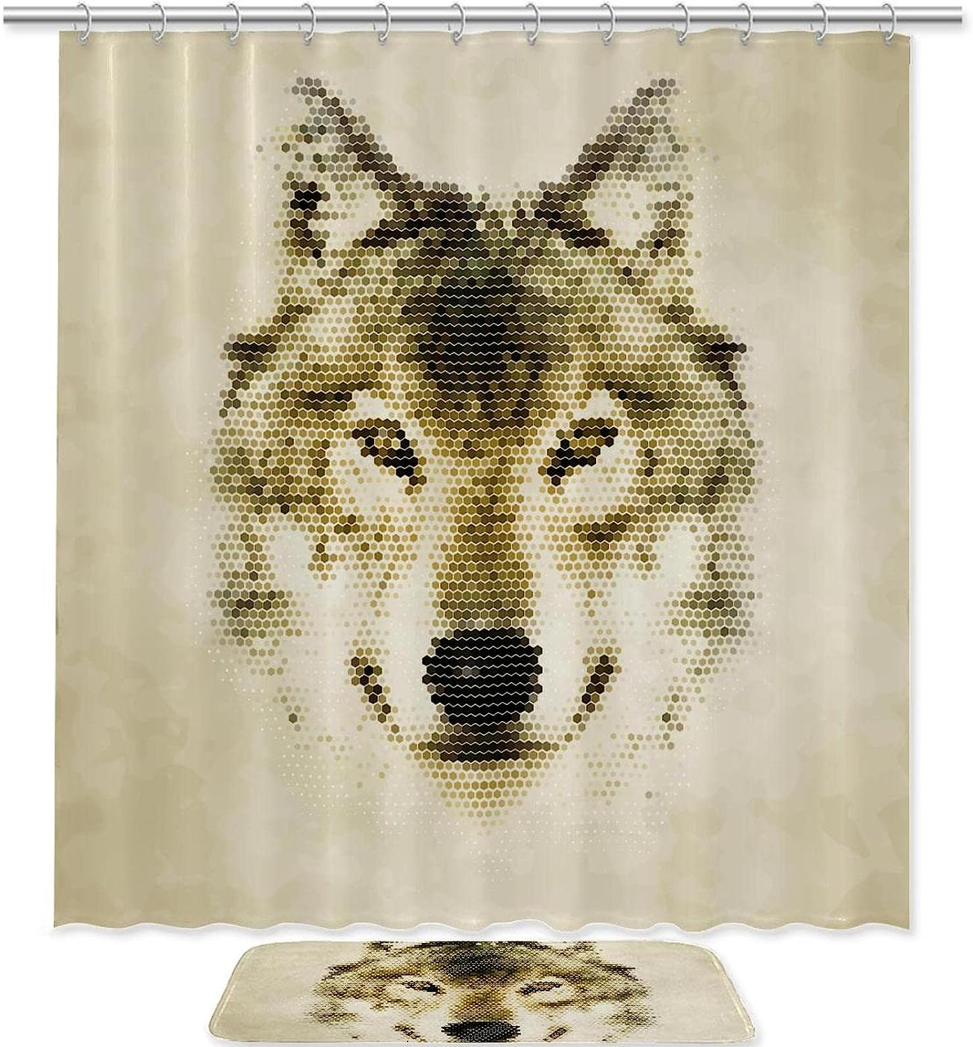Lone Wolf Shower Curtain with Animal Print for Bathroom Decor
