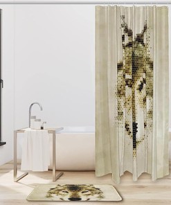 Lone Wolf Shower Curtain with Animal Print for Bathroom Decor
