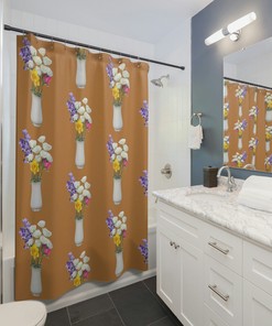 Long Boho Tropical Farmhouse Floral Shower Curtain For Kids Bathroom Shower Decor