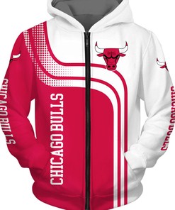 Long Sleeve All Over Print 3D Chicago Bulls Zip Up Hoodie - Perfect Gifts For Fans
