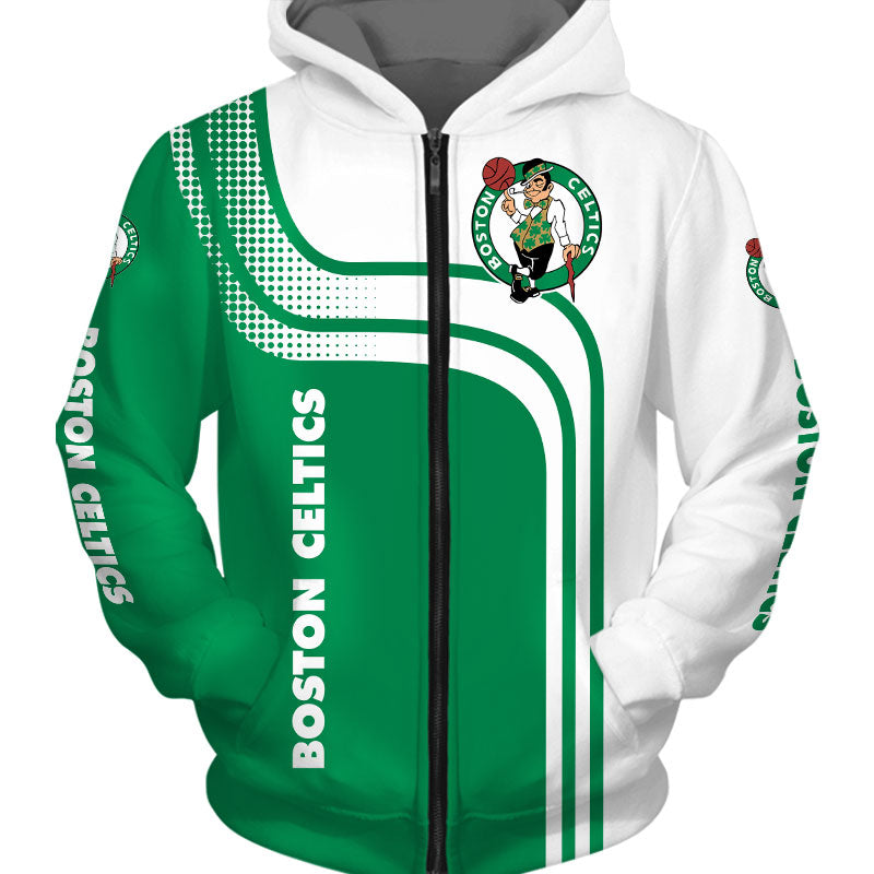 Long Sleeve All Over Print Boston Celtics Hoodie 3D Gifts For Fans