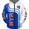 Long Sleeve Hooded Gifts For Fans - All Over Print Zip Up Hoodie For New York Rangers 