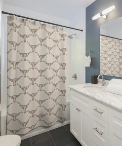 Longhorn Cattle Western Cowboy Cowgirl Shower Curtain for Western Theme Bathroom Decor