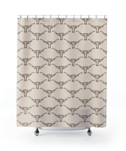 Longhorn Cattle Western Cowboy Cowgirl Shower Curtain for Western Theme Bathroom Decor