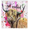 Longhorn Cow Fabric Shower curtain with Waterproof Spotted Pattern for Bathroom Decors