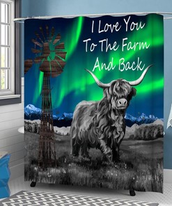 Longhorns Cow Rustic Farmhouse Shower Curtain for Texas Bathroom Decor
