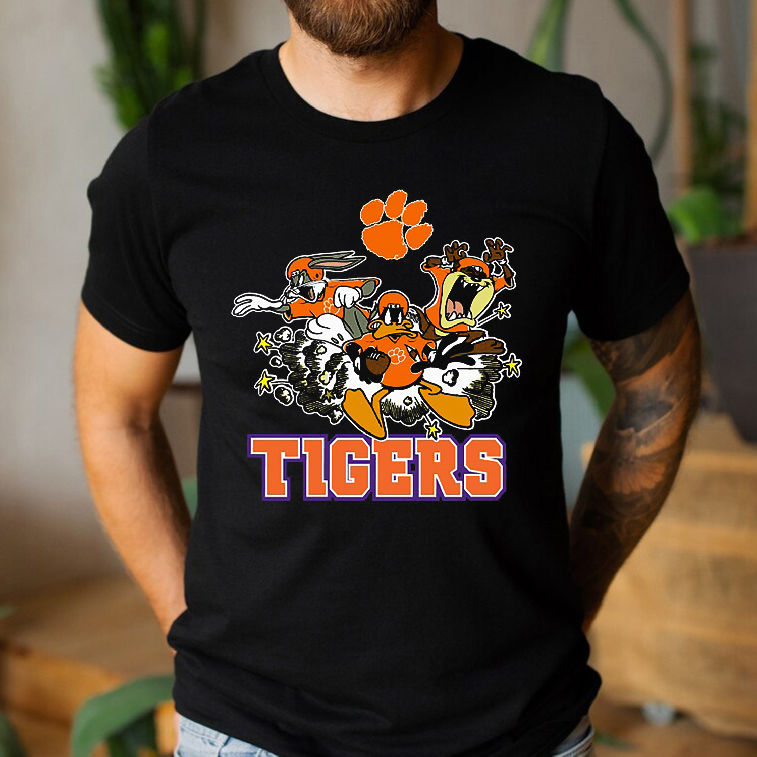 Looney Tunes Football Team - Clemson Tigers NCAA Graphic T-Shirt Hoodie Sweatshirt