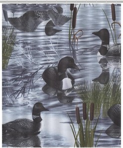 Loons Duck Shower Curtain with Rustproof Hooks and Machine Washable Fabric, Decorative Bathroom Curtain