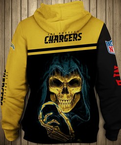 Los Angeles Chargers 3D Skull All Over Print Pullover Hoodie For Fans