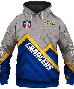 Los Angeles Chargers All Over Print Hoodie Pullover - Full Size