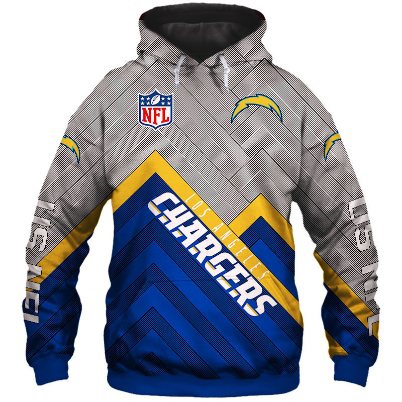Los Angeles Chargers All Over Print Hoodie Pullover - Full Size