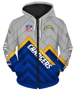 Los Angeles Chargers All Over Print Hoodie Pullover - Full Size
