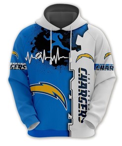 Los Angeles Chargers All Over Print Zip Up Hoodie Men