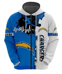 Los Angeles Chargers All Over Print Zip Up Hoodie Men