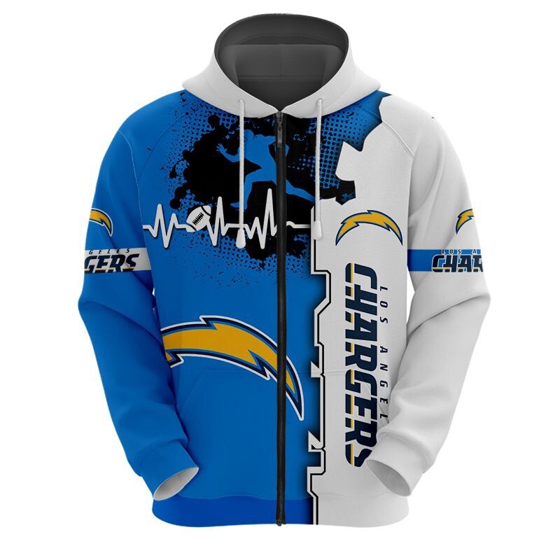 Los Angeles Chargers All Over Print Zip Up Hoodie Men