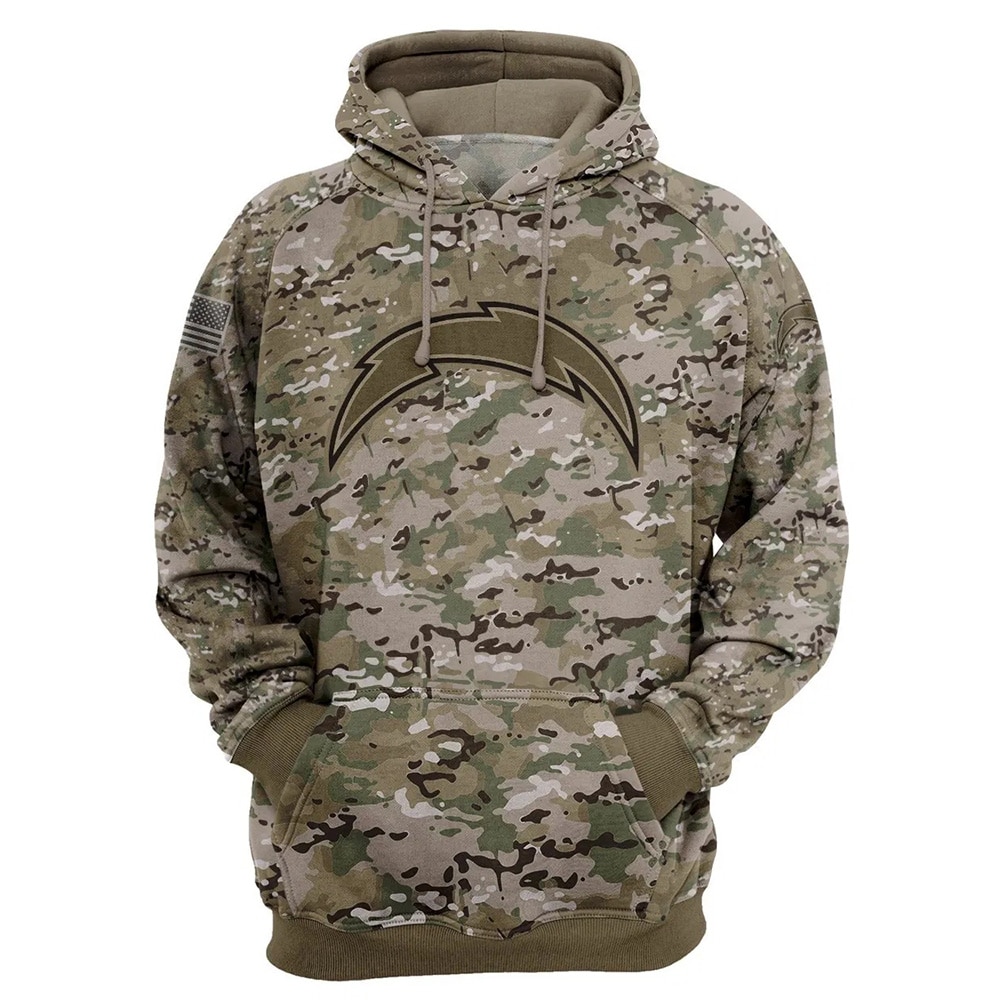 Los Angeles Chargers Army Graphic All Over Print Zip Hoodie Pullover Gift For Fans