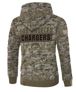 Los Angeles Chargers Army Graphic All Over Print Zip Hoodie Pullover Gift For Fans