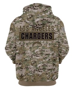 Los Angeles Chargers Camo Printed 3D All Over Print Pullover Zip Up Hoodie Gifts For Men