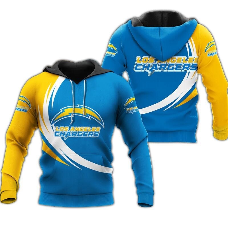 Los Angeles Chargers Curve Graphic All Over Print Hoodie Gifts For Fans