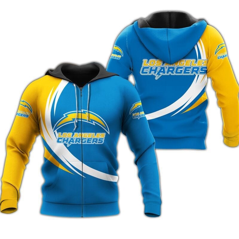Los Angeles Chargers Curve Graphic All Over Print Hoodie Gifts For Fans