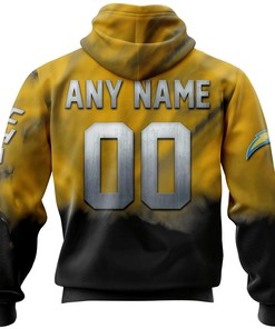 Los Angeles Chargers Custom Name & Number 3D Skull Hoodie Blackground Smoke All Over Print Hoodie Gifts For Fans