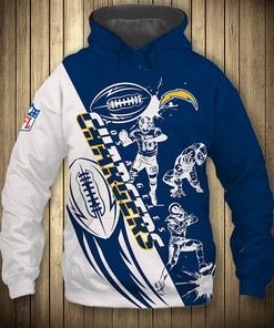 Los Angeles Chargers Cute Cartoon Player All Over Print Zipper Hoodie