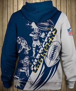 Los Angeles Chargers Cute Cartoon Player All Over Print Zipper Hoodie