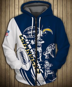 Los Angeles Chargers Cute Cartoon Player All Over Print Zipper Hoodie