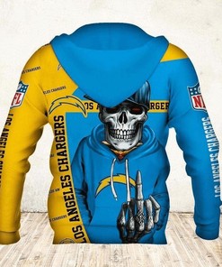Los Angeles Chargers Cute Death All Over Print Zip Hoodie Gifts For Fans
