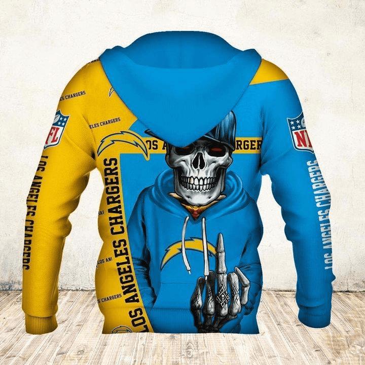 Los Angeles Chargers Cute Death All Over Print Zip Hoodie Gifts For Fans