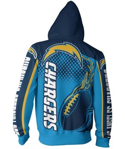 Los Angeles Chargers Cute Flame Balls Graphic All Over Print Zip Hoodie Gifts For Fans