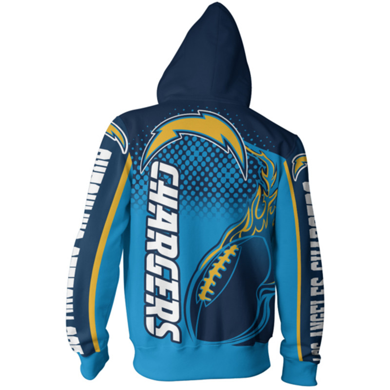 Los Angeles Chargers Cute Flame Balls Graphic All Over Print Zip Hoodie Gifts For Fans