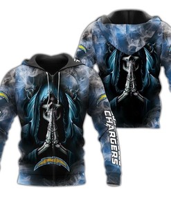 Los Angeles Chargers Death Smoke Graphic All Over Print Zip Hoodie Gifts For Fans