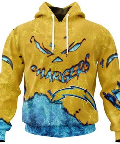 Los Angeles Chargers Devil Eyes All Over Print Hoodie Gift For Fans