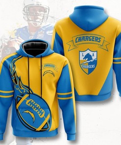 Los Angeles Chargers Flame Balls Graphic All Over Print Hoodie Gift For Fans - 3D Hoodies For Men Graphic