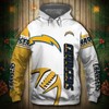Los Angeles Chargers Graphic Balls All Over Print Zip Hoodie Pullover