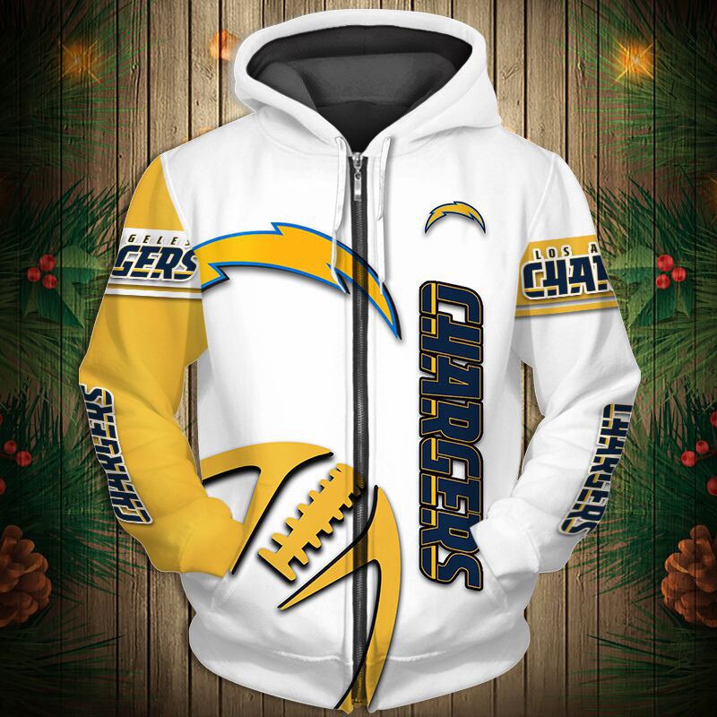 Los Angeles Chargers Graphic Balls All Over Print Zip Hoodie Pullover