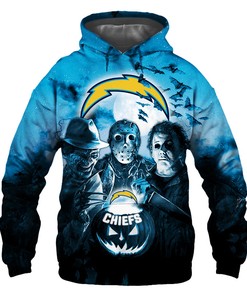 Los Angeles Chargers Horror Night All Over Print Halloween Hoodie Gift For Fans