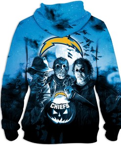 Los Angeles Chargers Horror Night All Over Print Halloween Hoodie Gift For Fans