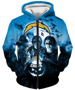 Los Angeles Chargers Horror Night All Over Print Halloween Hoodie Gift For Fans
