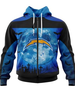 Los Angeles Chargers Horror Night Custom Name & Number 3D All Over Print Halloween Hoodie For Fans